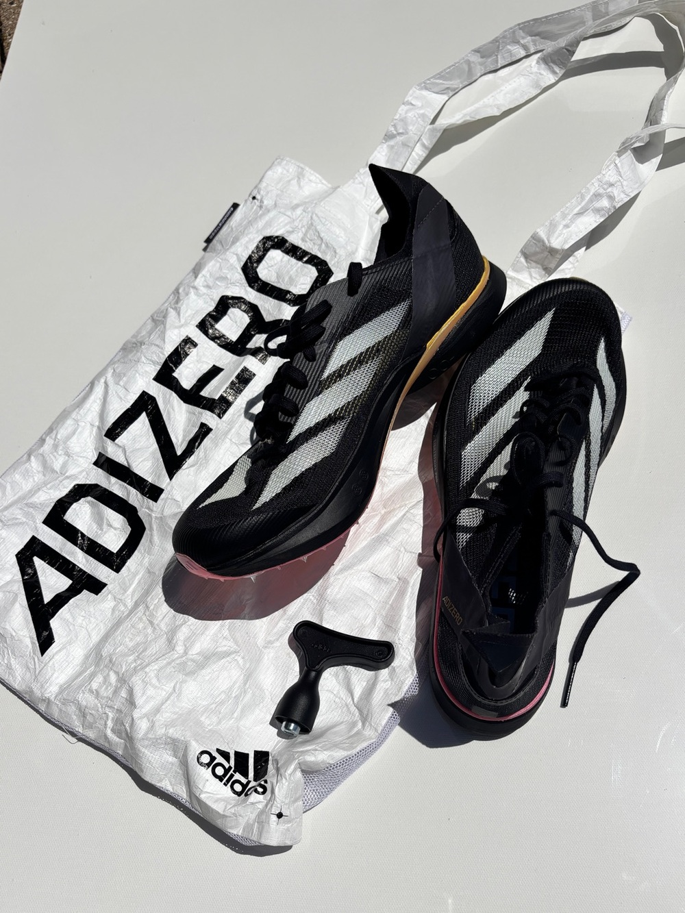 Adidas Adizero Avanti Black & White Running Shoes (Unisex- Men’s 8, Women’s 9)